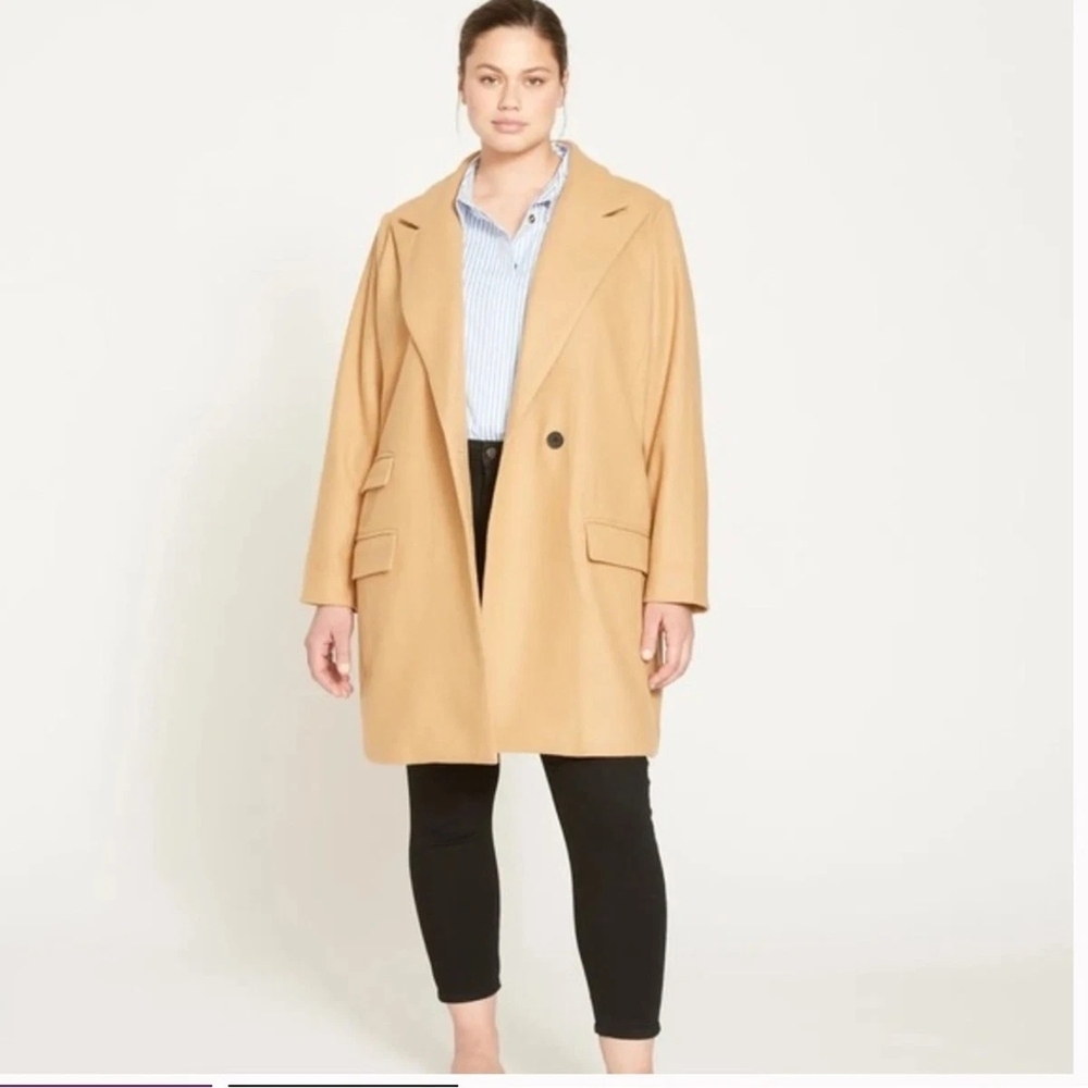 Universal Standard 3XL Tailored Coat Ice Coffee Wool Blend Single Button. New - Picture 1 of 5
